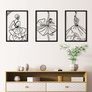 Set Of 3 Black Metal Wall Art, Wall Decor For Living Room,dining Room,hallway,🦋